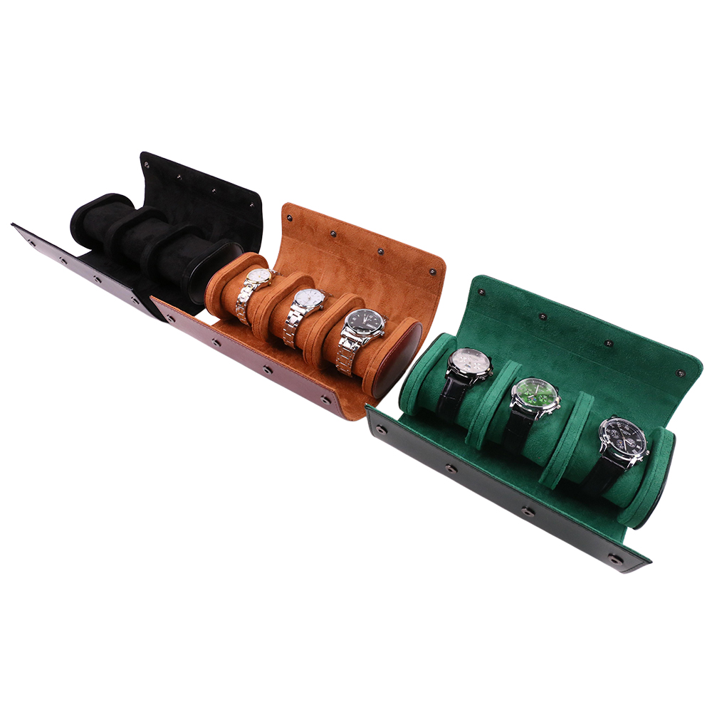 Luxury Watch Case Travel - Lüks Taşınabilir 3 Bölmeli PU Deri