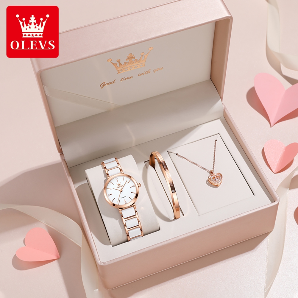 Luxury Watch Gift Box - OLEVS Kadın Saati 5877 Lüks Zarif